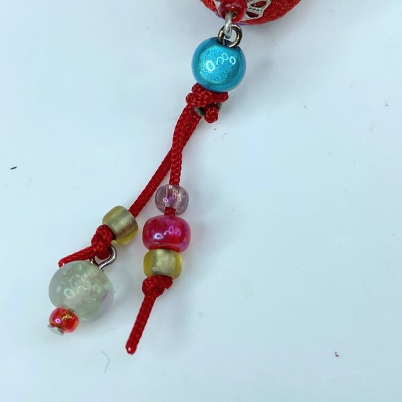 Rare Japanese Lacque black wooden Chirima ball crystal blue bead hairpin GS515